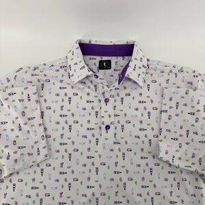 U Suck At Golf Performance Polo Shirt Novelty Print White Purple Large Mens